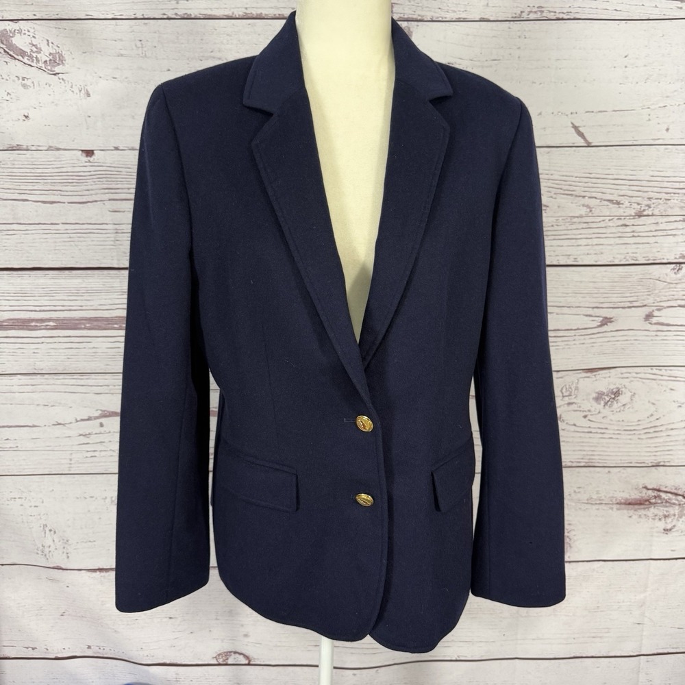 Bloomingdale Navy Blazer Gold Button Career Jacket Womens Size‎ 12